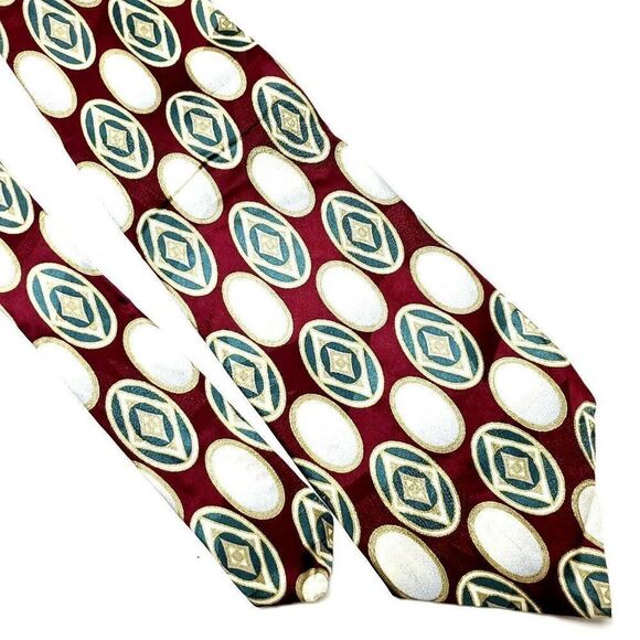 Pierre Cardin Silk Tie Red Abstract‎ Print Short Wide - Picture 1 of 6
